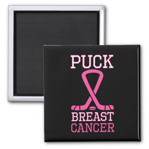 Puck Breast Cancer Pink Ribbon Ice Hockey Cancer D Magnet