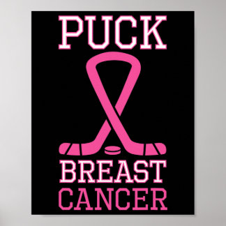 Puck Breast Cancer Pink Ribbon Ice Hockey Cancer D Poster