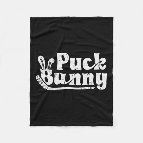 Puck Bunny Ice Hockey Stick Cute Player Men Women  Fleece Blanket