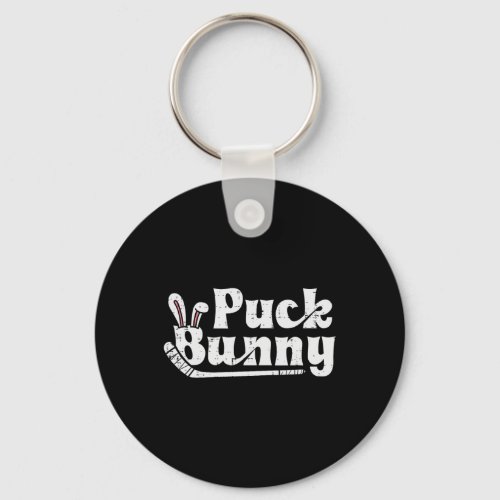 Puck Bunny Ice Hockey Stick Cute Player Men Women  Keychain