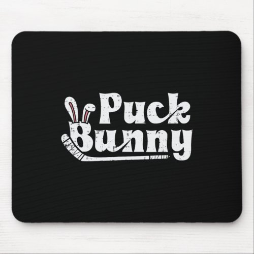 Puck Bunny Ice Hockey Stick Cute Player Men Women  Mouse Pad