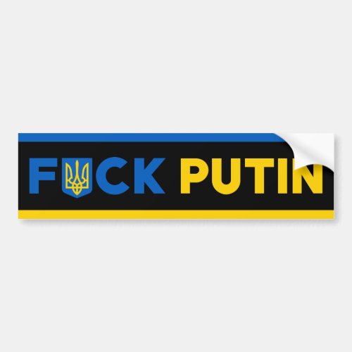 Puck futin anti anti Putin Ukrainian Ukraine flag  Bumper Sticker