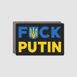Puck futin anti anti Putin Ukrainian Ukraine flag Car Magnet