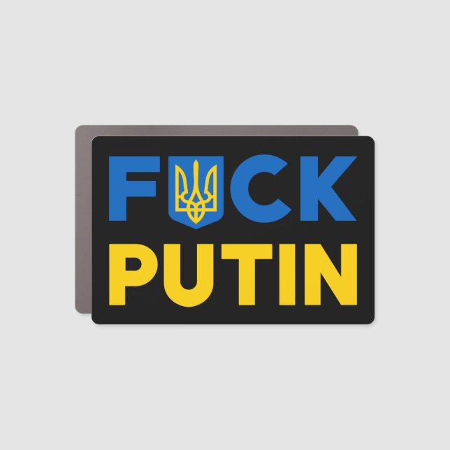 Puck futin anti anti Putin Ukrainian Ukraine flag  Car Magnet (Front)