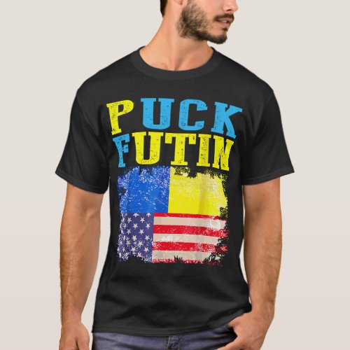 Puck Futin I Stand With Ukraine American Ukrainia T_Shirt