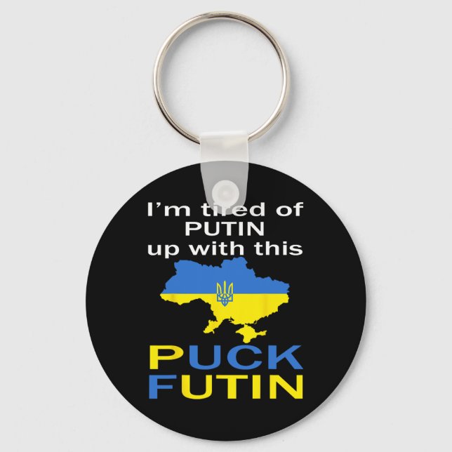 Puck Futin Meme Pround Of Ukrainian Ukraine Map Fl Keychain (Front)
