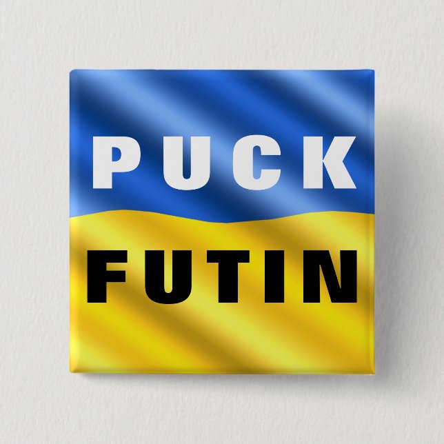 Puck Futin Support Ukraine Button Ukrainian Flag (Front)
