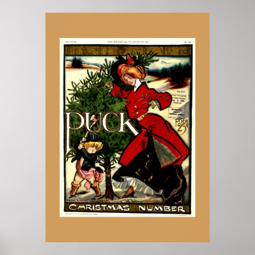 Puck Magazine Christmas 1900 Poster