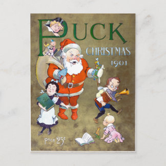 Puck Magazine Cover Christmas 1901 Holiday Postcard