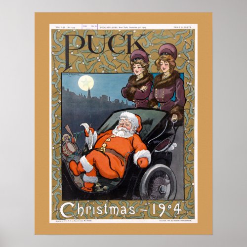 Puck Magazine Cover Christmas 1904 Poster