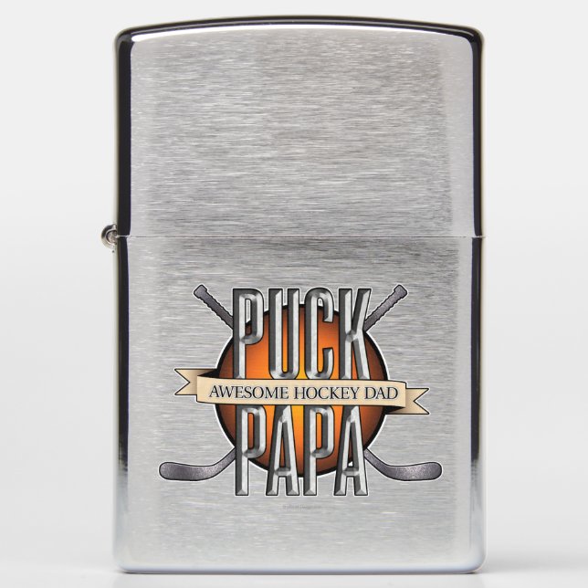 Puck Papa (Hockey Dad) Zippo Lighter (Front)