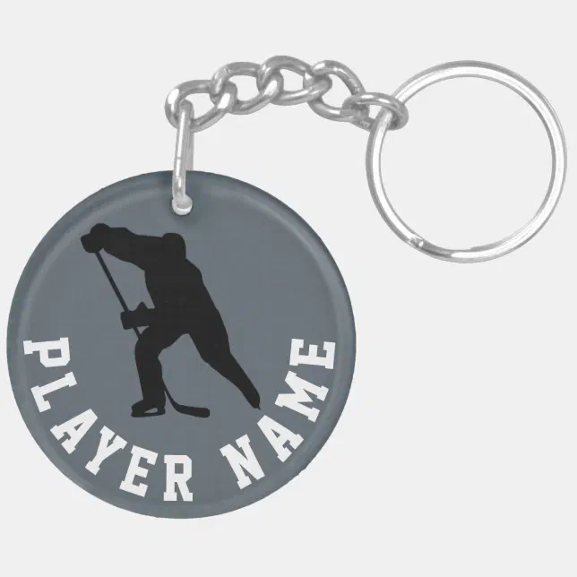 Puck & Player, Ice Hockey Key Chain Zazzle