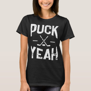Puck Yeah Ice Hockey T-Shirt Hockey Player Fan Gif
