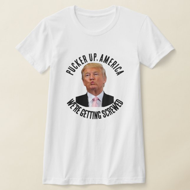Pucker Up America Trump Lips T-Shirt (Laydown)