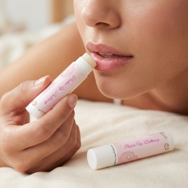 Pucker Up Buttercup | Personalized Pink Heart  Lip Balm (Creator Uploaded)