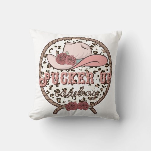 Pucker Up Cowboy Throw Pillow