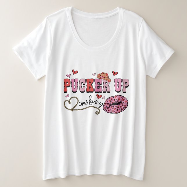 Pucker Up Cowboys Womens  Plus Size T-Shirt (Design Front)