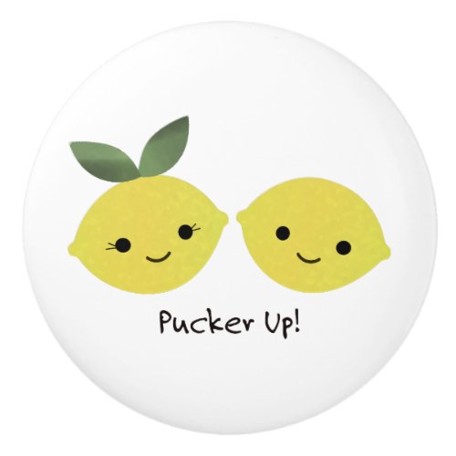 Pucker up Cute Kawaii Lemons Ceramic Knob