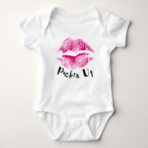 Pucker Up Lipstick Kiss Baby Bodysuit