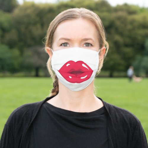 Pucker Up Red Lips Adult Cloth Face Mask