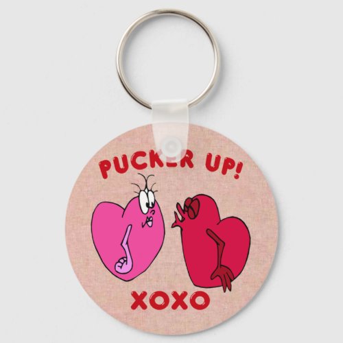 Pucker Up  Valentine Hearts Key Chain