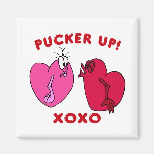 Pucker up Valentine Hearts Magnet (Front)
