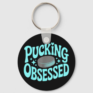 Pucking obsessed hockey romance reader book lover keychain