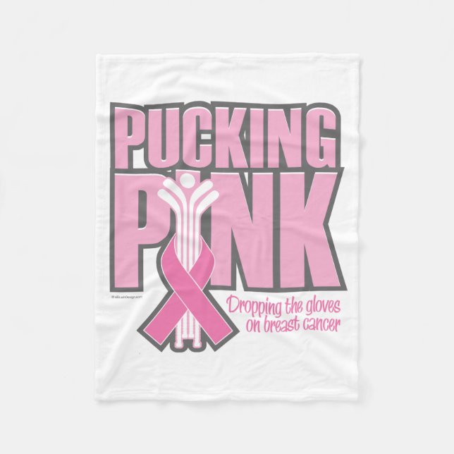 Pucking Pink (Hockey) Fleece Blanket (Front)