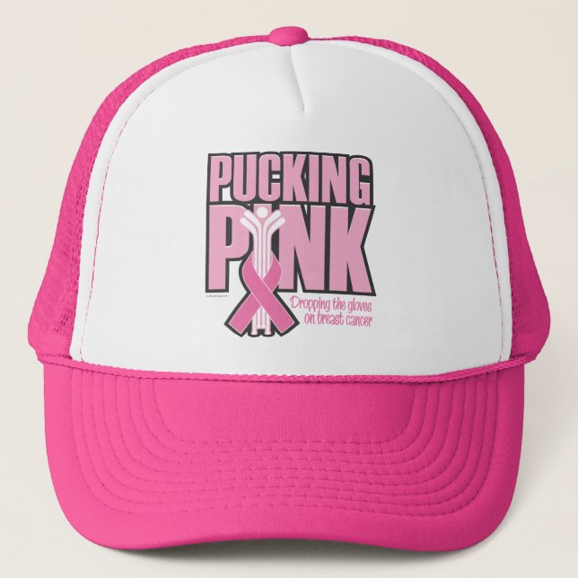 Pucking Pink (Hockey) Trucker Hat (Front)