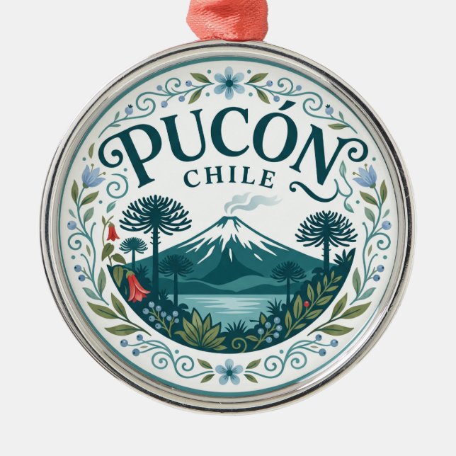 Pucón Chile Metal Ornament (Front)