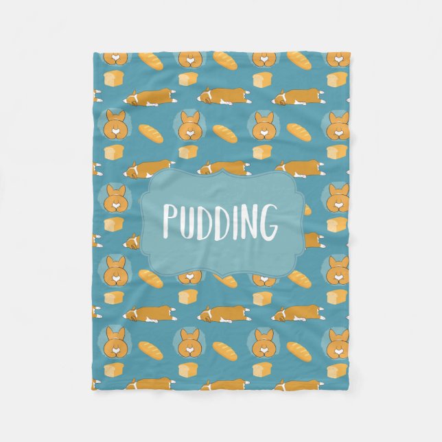 Pudding Custom Corgi Blanket by Corgi Bums (Front)