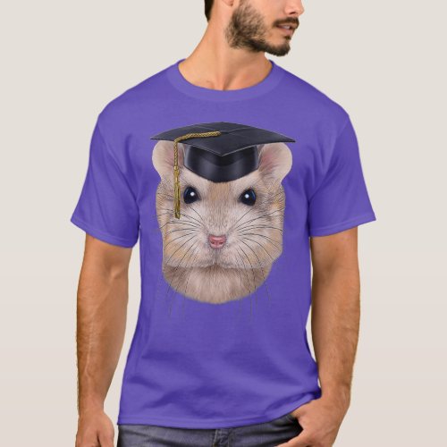 Pudding Dwarf Hamster in University Academic Cap T_Shirt