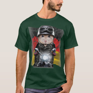 Pudding Dwarf Hamster on Motorbike Flag of T-Shirt