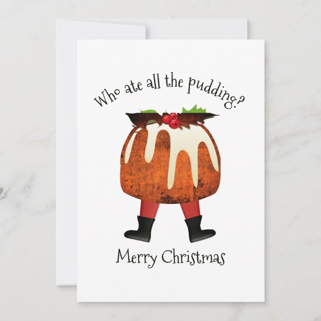 Pudding Humor Merry Christmas Holiday Card (Front)