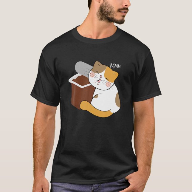Pudding Lover Kawaii Cat Chocolate Pudding Lovers T-Shirt (Front)