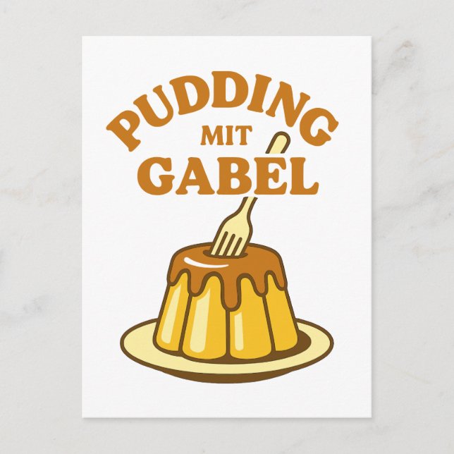 Pudding Mit Gabel Funny Design Postcard (Front)