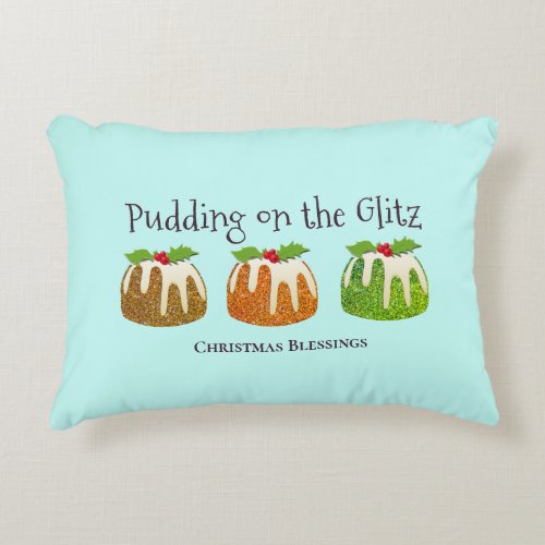 PUDDING ON GLITZ  Personalized Christmas Accent Pillow