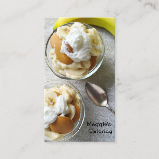 Puddings made with bananas and cookies business card