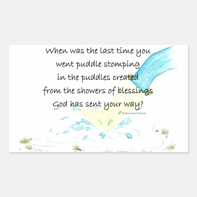 puddle stomping rectangular sticker (Front)