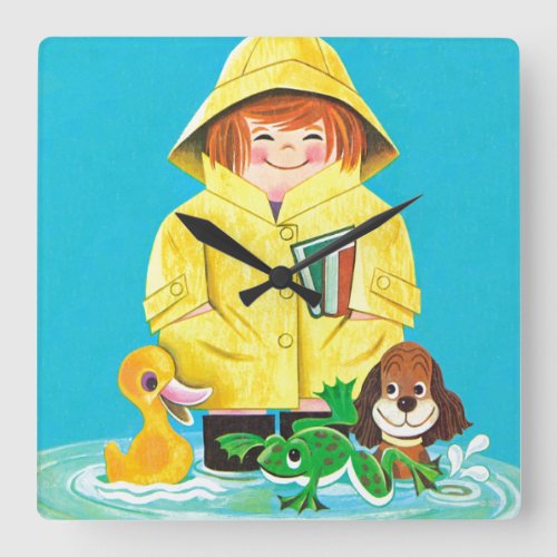 Puddles of Fun Square Wall Clock