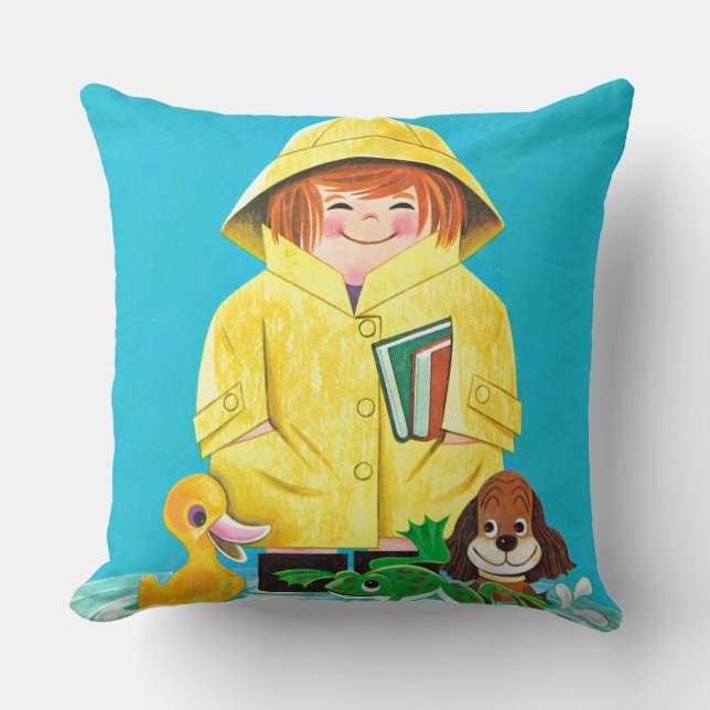 Puddles of Fun Throw Pillow (Front)