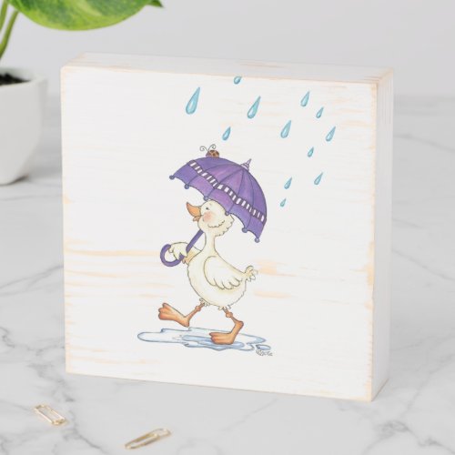 Puddles The Duck Singing in The Rain _ Wooden Box Sign