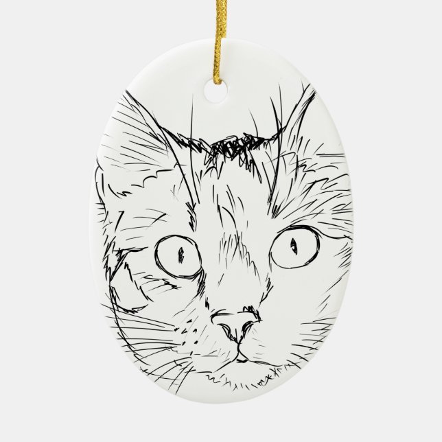 Puddy Cat Ceramic Ornament (Front)