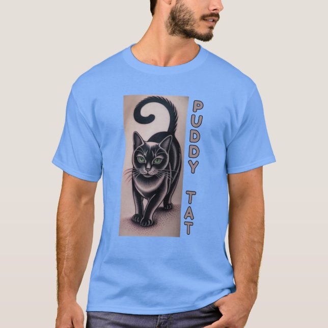 Puddy Tat – Cat Tattoo T-Shirt (Front)