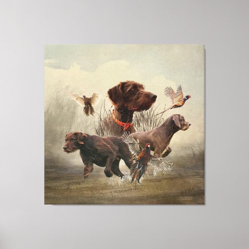 Pudelpointers Hunting pheasant   Canvas Print