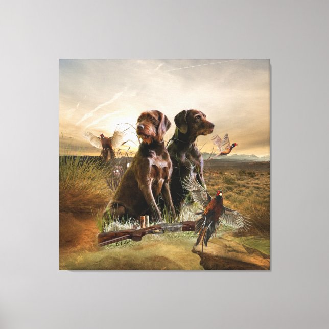 Pudelpointers, Hunting pheasant     Canvas Print (Front)