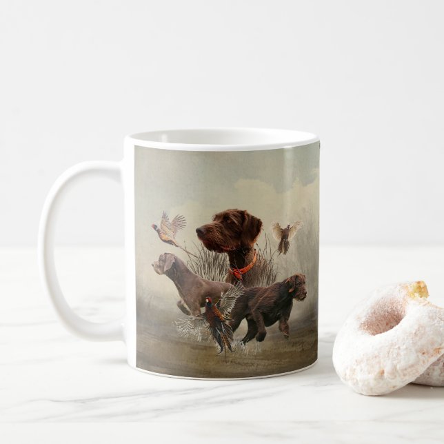Pudelpointers, Hunting pheasant  Coffee Mug (With Donut)