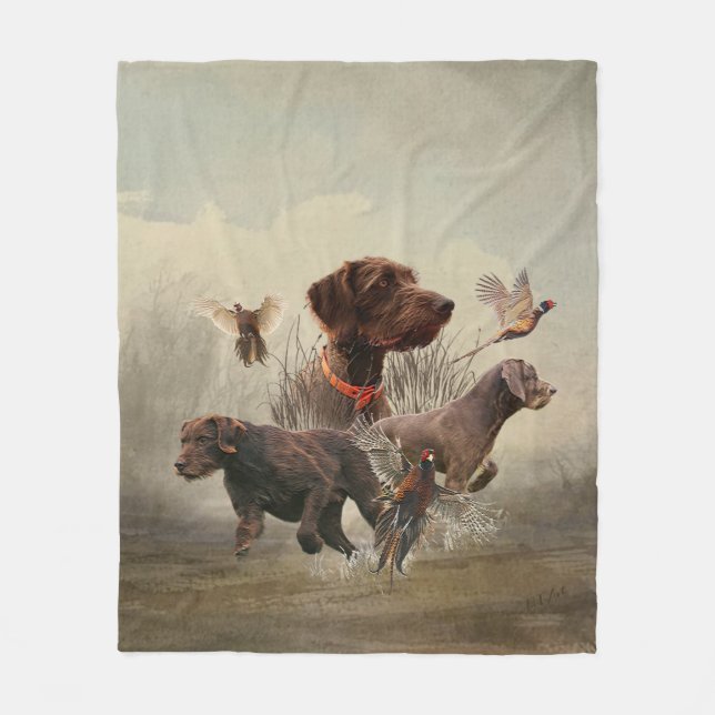 Pudelpointers, Hunting pheasant    Fleece Blanket (Front)