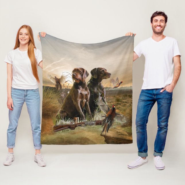 Pudelpointers, Hunting pheasant   Fleece Blanket (In Situ)