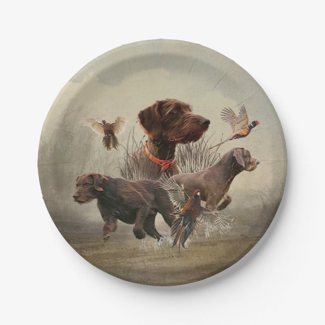 Pudelpointers, Hunting pheasant  Paper Plates (Front)